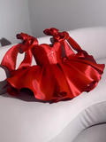 Simple A line Short Birthday Dress Red Homecoming Dresses HZ1024