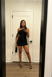 Simple Mermaid One Shoulder Black Satin Short Homecoming Dress 19th Birthday Outfits HZ1024