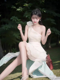 Simple A-Line One Shoulder White Short Birthday Outfits Homecoming Dress HZ1024