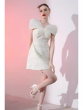 Simple A-Line Lace Short Birthday Outfits White Homecoming Dress HZ1024