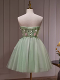 Elegant A Line Mint Green Birthday Outfits Tulle Homecoming Dresses HZ1024
