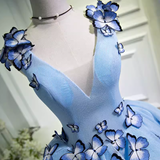 Elegant Ball Gown Blue Birthday Outfits Tulle Homecoming Dresses With Butterfly HZ1024