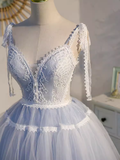 Cute Ball Gown Straps Gray Birthday Outfits Tulle Homecoming Dresses HZ1024