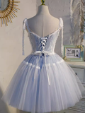 Cute Ball Gown Straps Gray Birthday Outfits Tulle Homecoming Dresses HZ1024