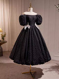 Vintage Ball Gown Off The Shoulder Black Birthday Outfits Lace Homecoming Dresses HZ1024