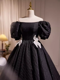 Vintage Ball Gown Off The Shoulder Black Birthday Outfits Lace Homecoming Dresses HZ1024