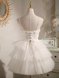 Simple A line Short Birthday Dress White Homecoming Dresses With Beads HZ1024