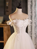 Vintage Ball Gown Off The Shoulder White Birthday Outfits Lace Homecoming Dresses HZ1024