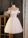 Vintage Ball Gown Off The Shoulder White Birthday Outfits Lace Homecoming Dresses HZ1024