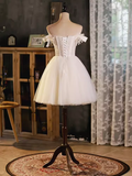 Vintage Ball Gown Off The Shoulder White Birthday Outfits Lace Homecoming Dresses HZ1024