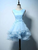 Light Blue Organza Short Homecoming Dress HZ1024