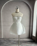 Cute A Line Beaded Spaghetti Straps Satin Short Homecoming Dress 18th Birthday Outfits HZ1024