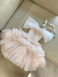 Sweet 16th Pink Ball Gown Off The Shoulder Satin Chiffon Short Homecoming Dress Birthday Outfits HZ1024