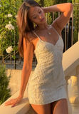 Chic Mermaid Spaghetti Straps Satin Beads Short Homecoming Dress 22th Birthday Outfits HZ1024