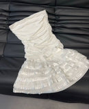 Cute A Line Strapless Layer Satin Short Homecoming Dress 20th Birthday Outfits HZ1024