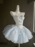 Vintage Ball Gown Strapless Tulle Homecoming Dress 18th Birthday Outfits HZ1024