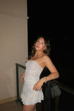 Charming A Line Strapless Lace Short Homecoming Dress 21th Birthday Outfits HZ1024