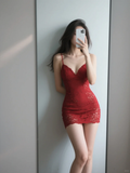 Sexy Mermaid Spaghetti Straps Burgundy Lace Short Homecoming Dress 21th Birthday Outfits HZ1024