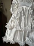 Vintage Princess A Line Tiered Satin Lace With Short Sleeves Flower Girl Dress HZ1024
