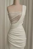 Sexy Mermaid Long Satin Sequin Long White Wedding Dresses HZ1024