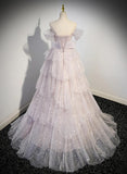 Pink Sweetheart Tulle Ball Gown Beaded Shiny Prom Dress Pink Sweet 16 Dress HZ1024