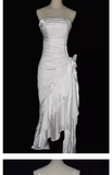 Vintage High Low Straps Ruffles White Prom Dresses HZ1024