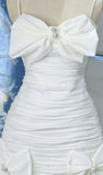 Strappy Bandeau Midi Dress White Homecoming Dress HZ1024