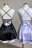 Simple A line Short Birthday Dress Satin Backless Homecoming Dresses HZ1024