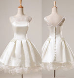 Chic Ball Gown Short Lace White Homecoming Dress 18th Birthday Outfits HZ1024