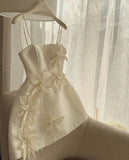 Chic A line Spaghetti Straps Short Satin Homecoming Dress 20th Birthday Outfits HZ1024