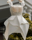 Elegant A line Spaghetti Straps Short Satin Homecoming Dress 20th Birthday Outfits HZ1024