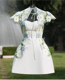 Elegant A line Scoop Neckline Short Satin Homecoming Dress 20th Birthday Outfits HZ1024