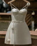 Elegant A line Spaghetti Straps Short Homecoming Dress 18th Birthday Outfits HZ1024