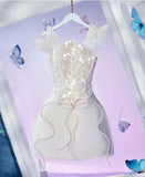 Elegant A line Straps White Short Homecoming Dress 18th Birthday Outfits HZ1024