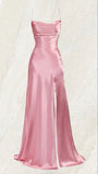 Vintage Mermaid Spaghetti Straps Custom Pink Slit Long Prom Dresses HZ1024