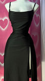 Vintage Sheath Straps Slit Black Homecoming Dress 19th Birthday Outfits HZ1024