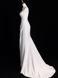 Fairytale White Satin Wedding Dress Mermaid Wedding Dresses for Bride HZ1024