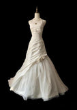 Vintage Mermaid Halter Long White Satin Wedding Dresses HZ1024