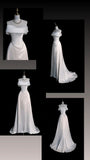 Vintage Mermaid Strapless Satin White Long Wedding Dresses HZ1024