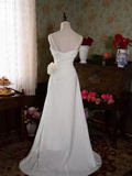 Vintage Mermaid Straps White Long Wedding Dresses HZ1024