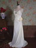 Vintage Mermaid Straps White Long Wedding Dresses HZ1024