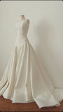 Chic Ball Gown Strapless Sleeveless Long Satin Wedding Dresses HZ1024