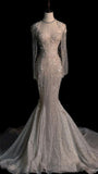 Fairytale Mermaid Strapless White Long Sequin Wedding Dresses HZ1024