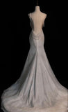 Fairytale Mermaid Straps Long Sequin Backless Wedding Dresses HZ1024