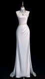 Fairytale Mermaid Straps Long Satin Wedding Dresses HZ1024