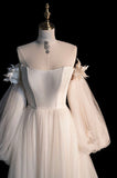 Fairytale A Line Off The Shoulder White Long Tulle Wedding Dresses HZ1024