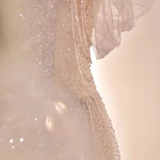 Vintage Mermaid Straps Pink Tulle Long Prom Dress HZ1024