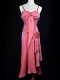 Vintage Mermaid Straps Sleeveless Pink Long Prom Dresses HZ1024