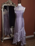 Vintage Mermaid Sleeveless Lilac Long Prom Dresses HZ1024