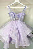 Sweetheart Spaghetti Straps Sparkly A-Line Mini Homecoming Dress HZ1024